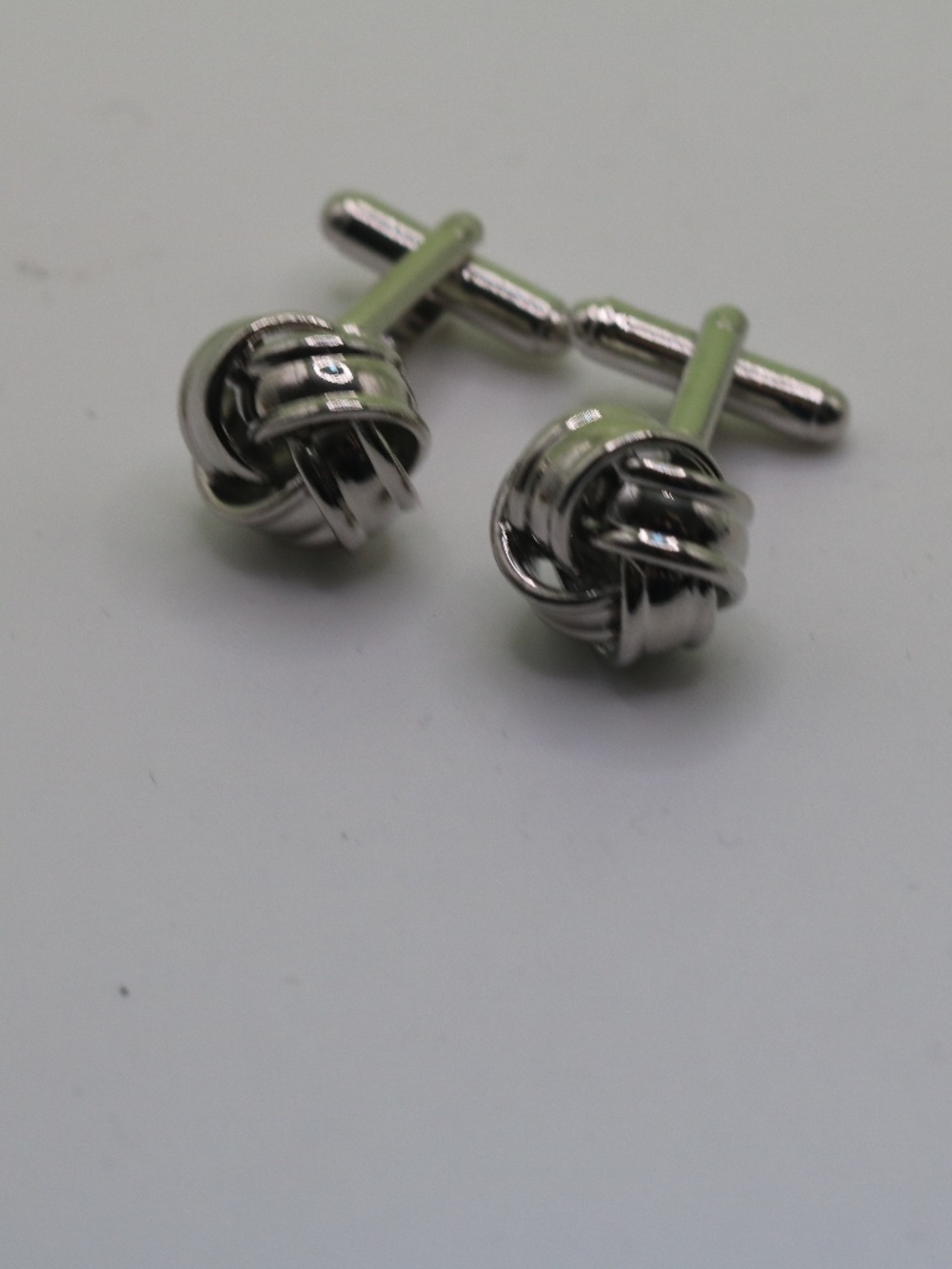 NEW IN BOX silver tone knot cuff links